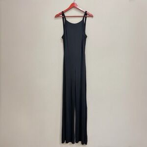 Vtg Gianfranco Ferre Black Jersey Open Back Wide Leg Jumpsuit Bodysuit IT 42